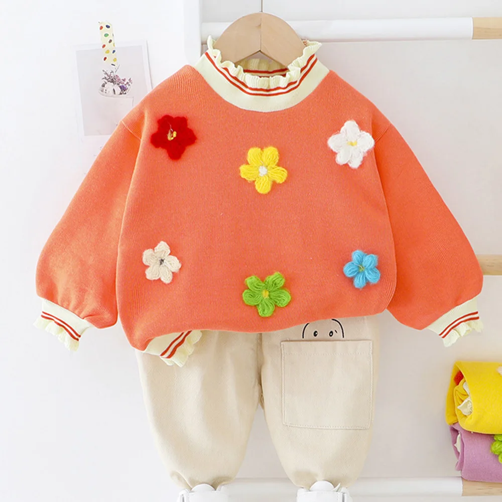 

Toddler Girl Sets Flower Long Sleeve Tops Pants 2pcs Spring Autumn Baby Clothes Princess Costume Girls Christmas Outfits