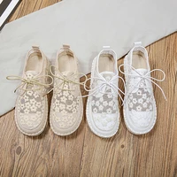 breathable knitted lace womens shoes new womens casual shoes flat bottom woven shallow white shoes new 2021