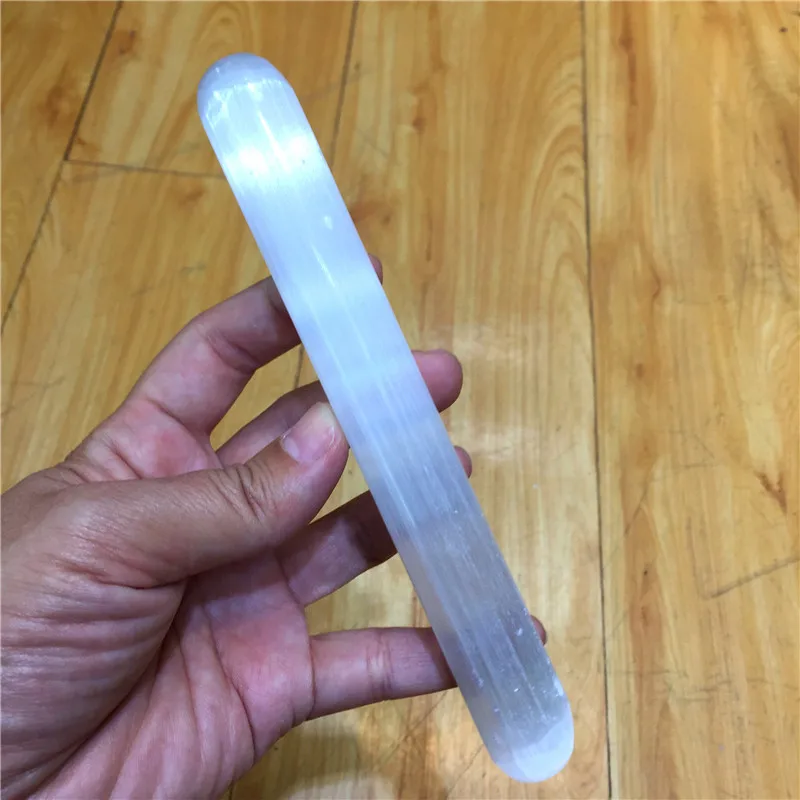 Цилиндрический массажный инструмент из натурального белого камня селенита | Дом