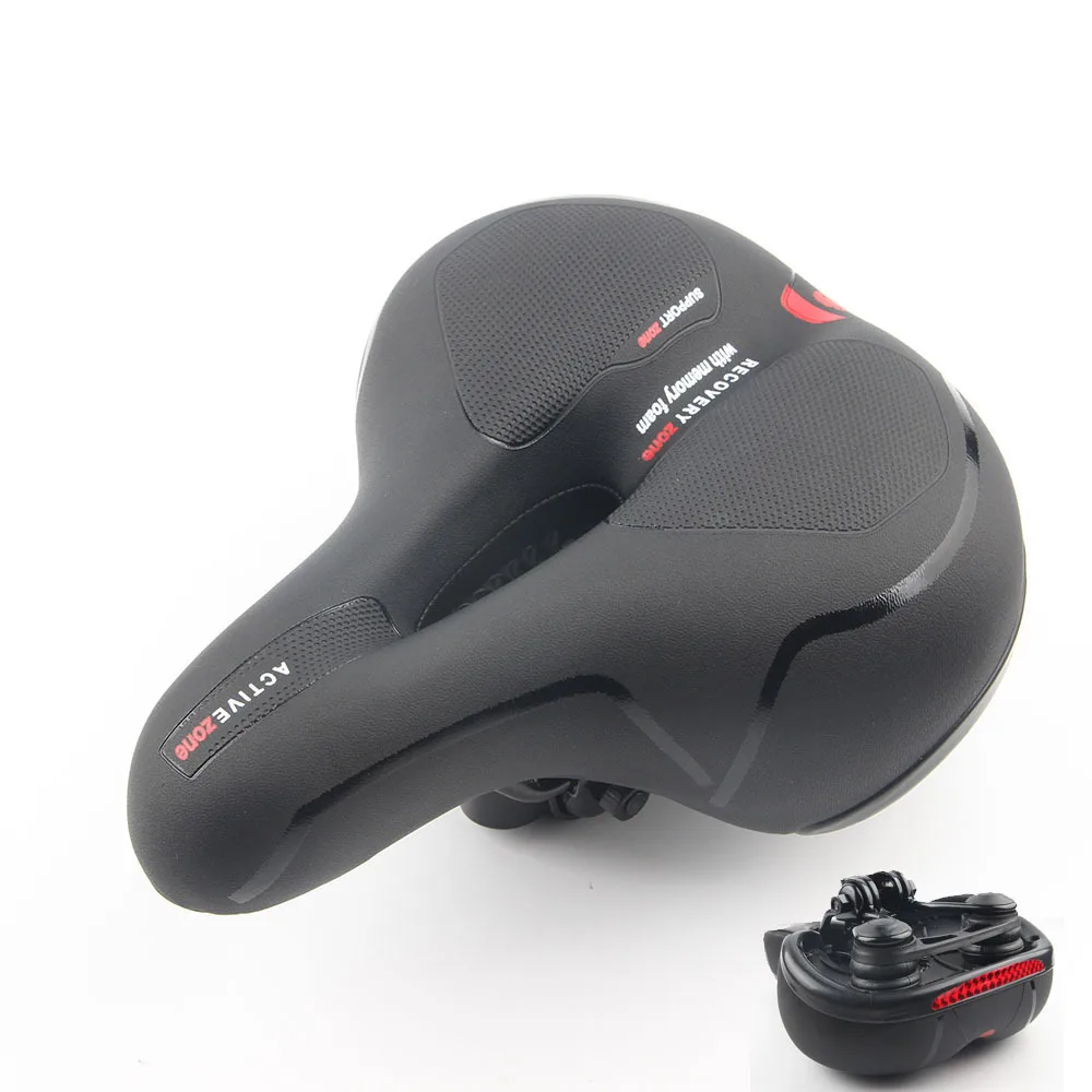 Bicycle Saddle Bike Seat MTB Mountain Road Bikes BMX Shock Absorption Cushion Soft Spring Suspension Seats Cycling Accessories - Цвет: Red Fixed