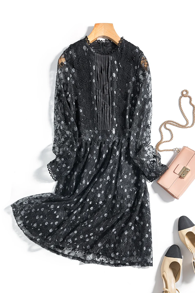 

Base Dress Female Winter Coat with Feminine Autumn and Winter Lace Skirt