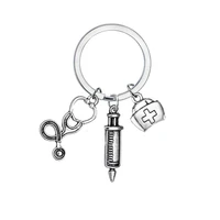 12pc syringe stethoscope medicine box charm pendant key chain hospital nurse hanging key ring nurses day gifts jewelry fashion