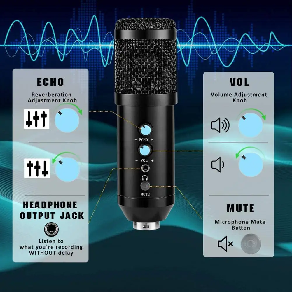 NEW USB Microphone PC Condenser Set Vocals Recording Studio For YouTube Video Skype Chatting Game Podcast | Электроника