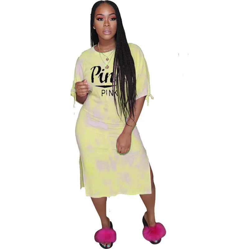 Женское платье футболка с круглым вырезом и коротким рукавом|Женские платья| |