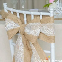 10pcs 15240cm naturally elegant burlap lace chair sashes jute chair tie bow for rustic wedding party event decoration