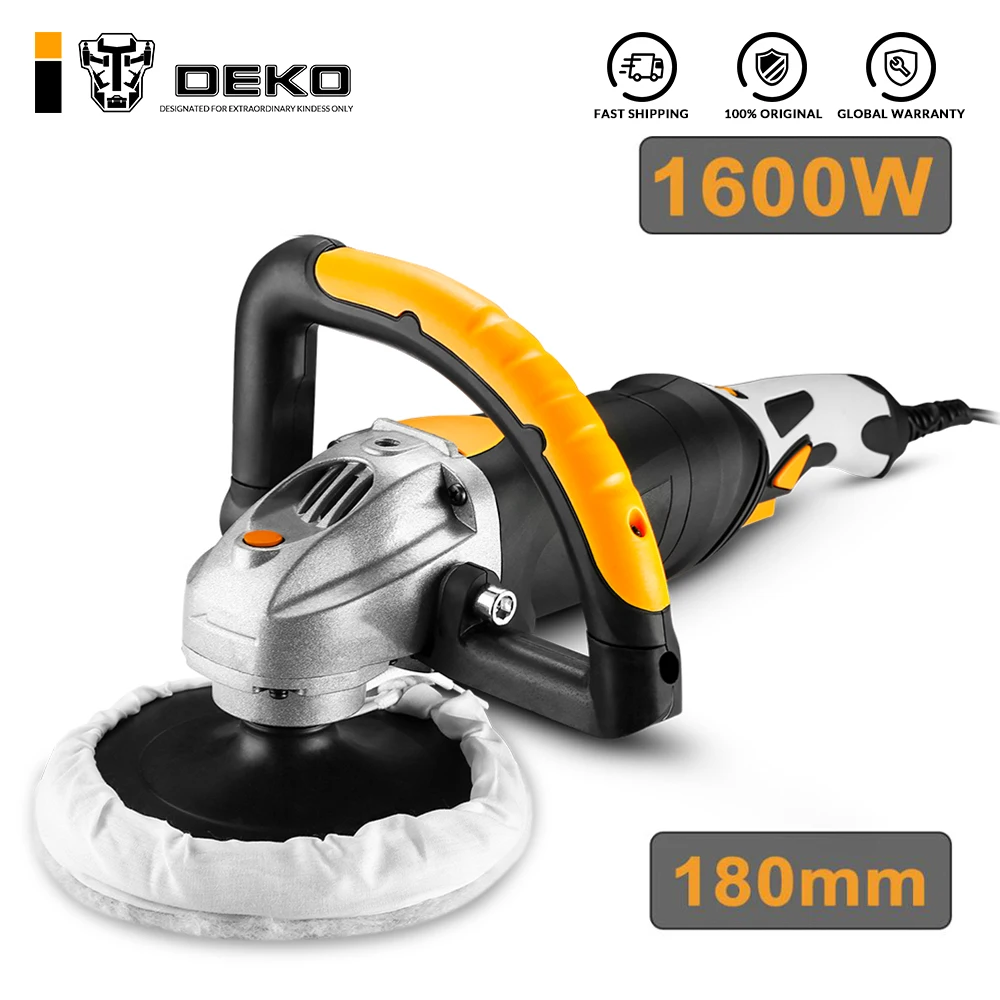 

DEKO 220V 1600W Electric Polisher 3200rpm 180mm Variable Speed Auto Polishing Machine Car Polisher Floor Sanding Waxing Tools