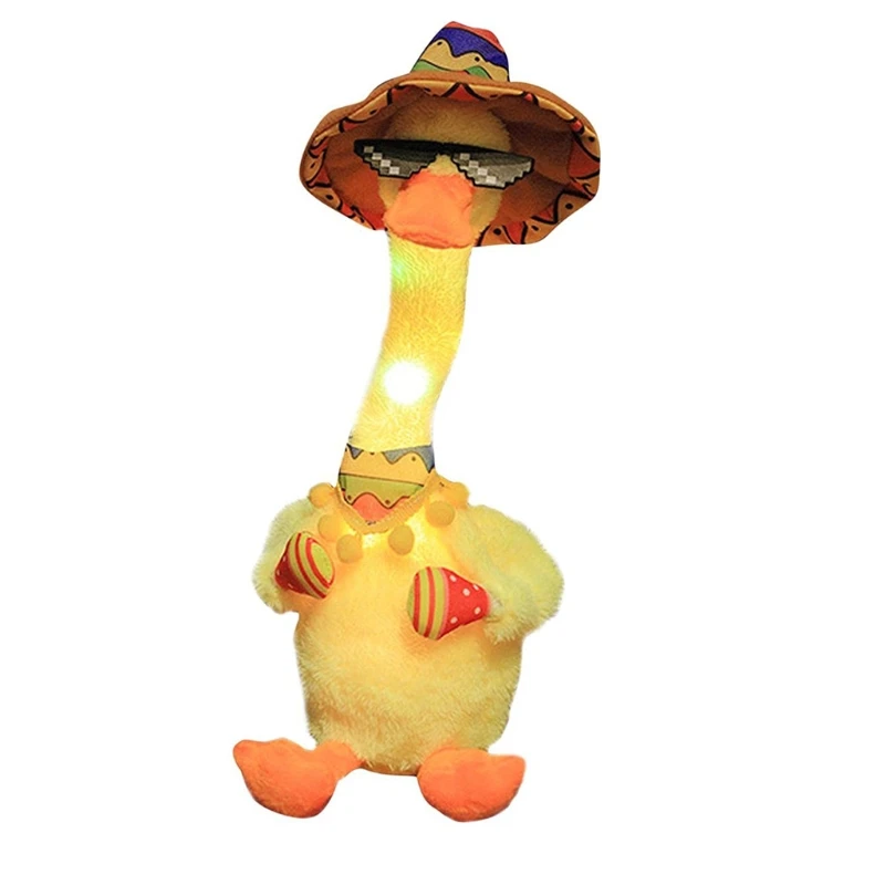 

T5EC 12in Electric Toy Stuffed Doll Duck Toy for Kids Gift Party Favors Battery USB Charge Built-in 60/120 Song Soft Cotton