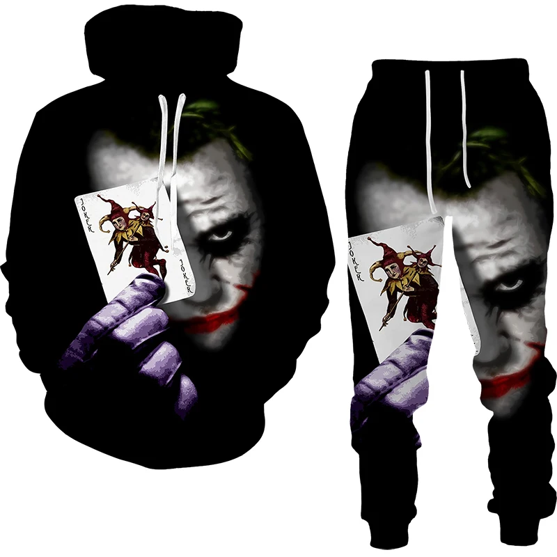 

Autumn Winter 3D Evil Clown Vendetta Printed Men's Hooded Sweater Set Men's Sportswear Tracksuit Long Sleeve Men's Clothing Suit