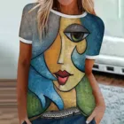Женская футболка в стиле Харадзюку 2021 для женщин летний топ с абстрактным принтом футболка с короткими рукавами; Футболка в мозаичном стиле футболка Femme Camisetas