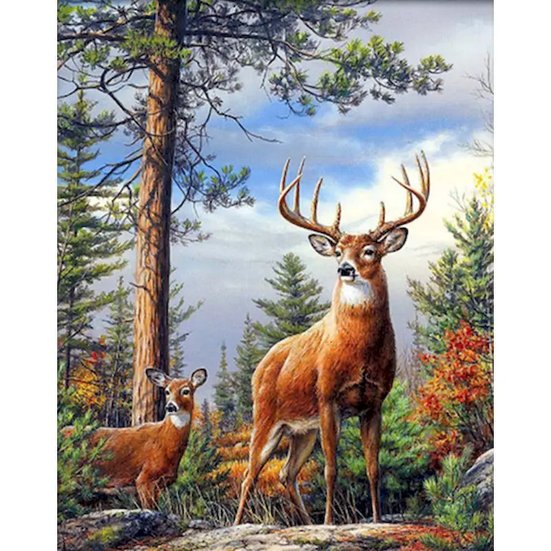 

GATYZTORY DIY Painting By Numbers Sika deer Animals Oil Painting HandPainted Home Decor Gift Canvas Drawing