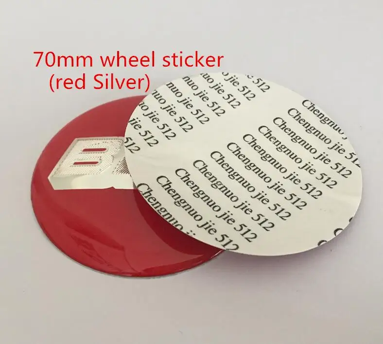 70mm red silver 4 шт. 56 мм 60 мм 65 мм 70 мм центральный колпак на колесо автомобиля значок пылезащитные Чехлы эмблема наклейка автомобиль аксессуары для укладки - Название цвета: 70mm red silver