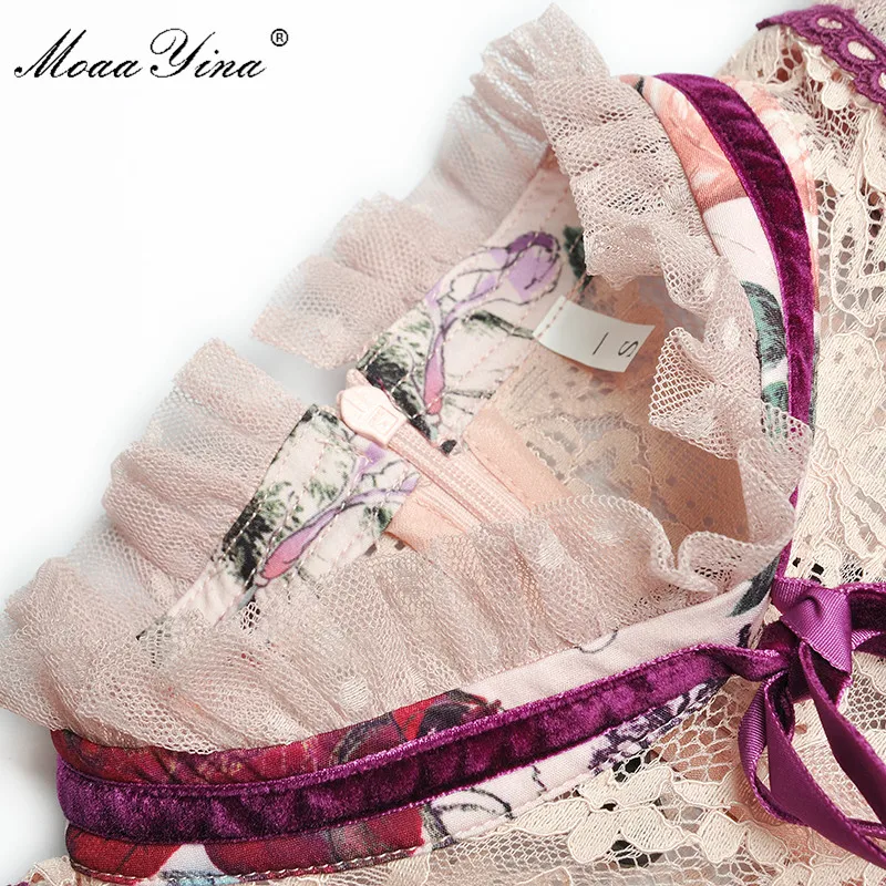 MoaaYina модное дизайнерское подиумное платье Весна Лето Женское воротник стойка