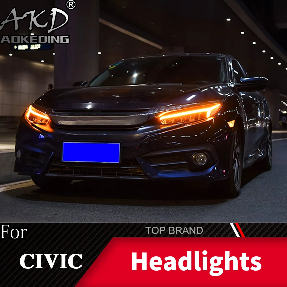 Головной фонарь для автомобиля HONDA Civic X- фары Противотуманные фары Дневные ходовые огни DRL H7 светодиодный Биксеноновая лампа автомобильные аксессуары