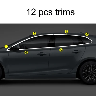 Lsrtw2017 304 нержавеющая сталь окна автомобиля планки для volvo v40 2013 2013 2011 - Название цвета: 12 pcs trims