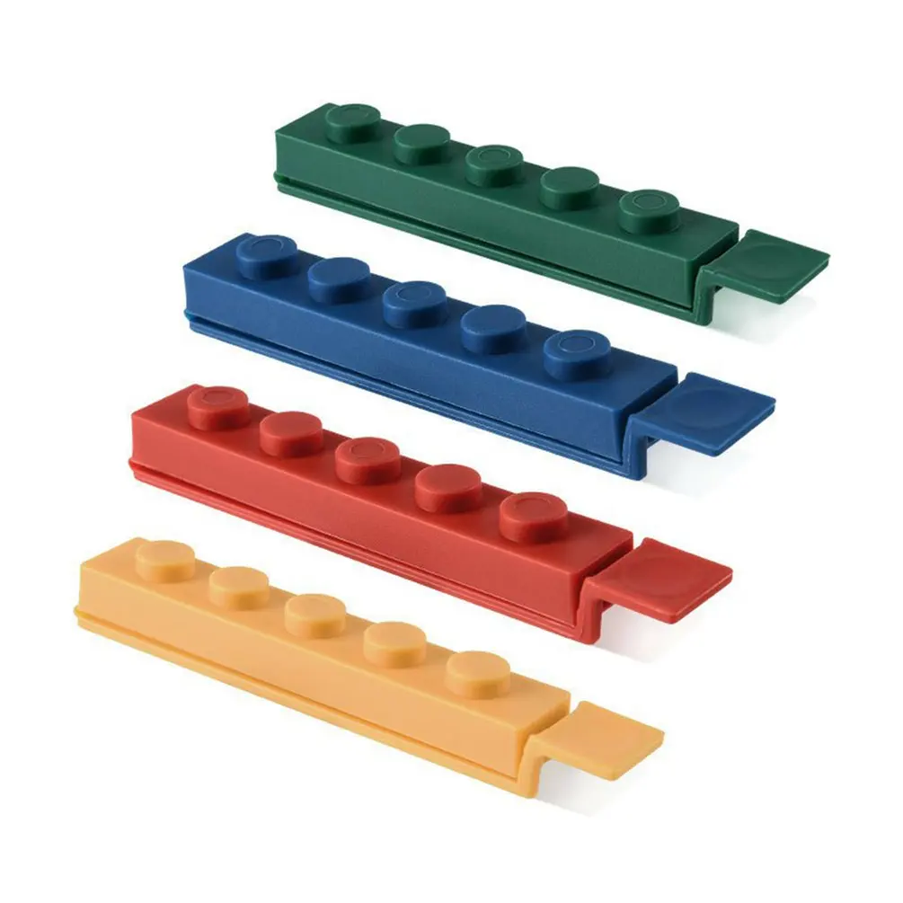 

4Pcs Food Sealing Clip Storage Bag Sealer Clamp Building Block Fresh-Keeping Clips Milk Power Snack Bag Clips Kitchen Tools