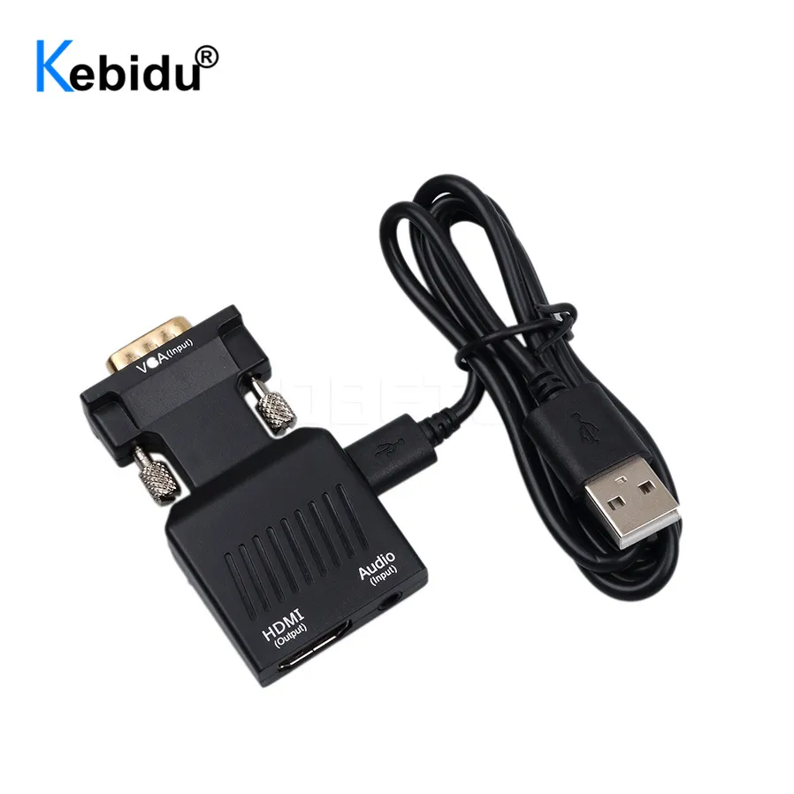 KEBIDU 1080P адаптер Папа мама VGA в HDMI совместимый конвертер с аудио кабелями для HD ТВ