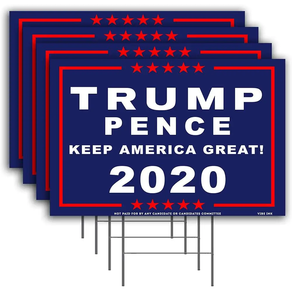 

18in * 12 дюймов Трампа 2-задний двор знак с металлическим Кола стенд 2020 флаг двусторонняя ткань американские выборы наружной отделки