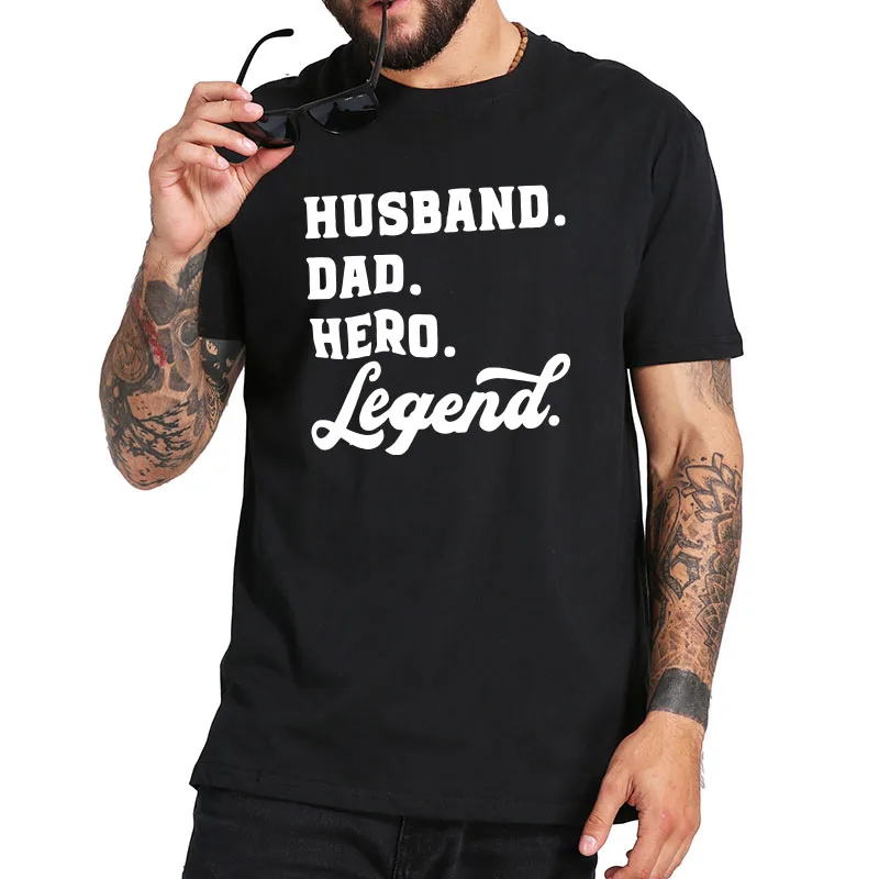 Футболка с надписью муж папа легенда футболка на день отцов 100% хлопок высокое
