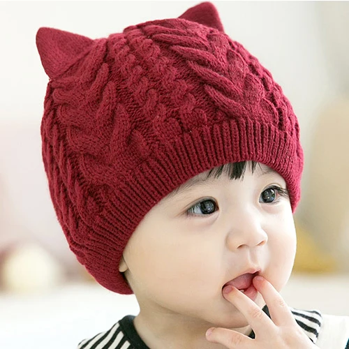 wine red hat Зимняя шапка с помпоном, шарф, комплект для маленьких мальчиков, шапки, шарфы для детей, детская шапочка, шапка для девочек, HT19018 - Цвет: wine red hat