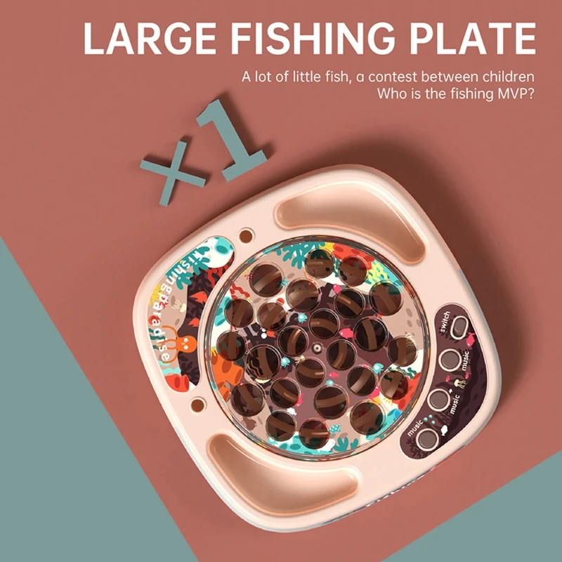 

1Set Rotating Board Game Electric Fishing Game Toy Set Realistic Magnetic Fish Board with 24 Fish Set Interactive Toy