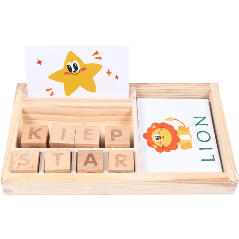 

Children Wooden Spell Word Game Puzzle Cognitive Cards Alphabet English Educational Wood Toys For Baby Montessori Math Toy