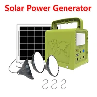 solar panel outdoor portable solar power generator system diy charging device emergency power supply with 3 bulbs lighting