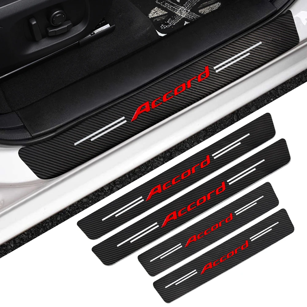 

4 шт., наклейки на порог двери автомобиля Honda Fit Civic Accord 7 8 9 10 Pilot City Jazz CRV HRV