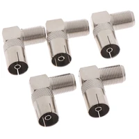 5 pcs 90 degree right angled tv aerial cable connector rf coaxial f female to tv female plug to female socket