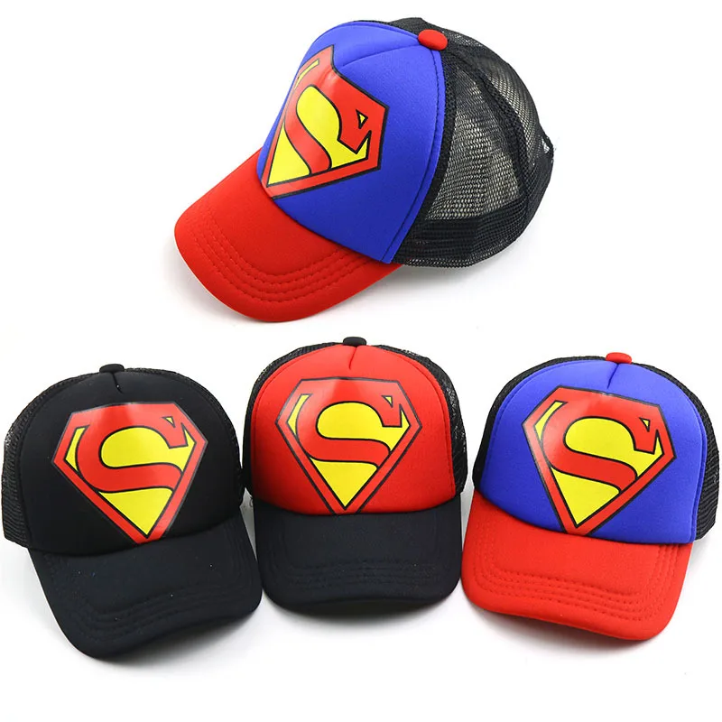 

Korean Children's Hip-hop Baseball Cap Kids Cartoon Disney Mesh Cap Handsome Superman Sun Hat Baby Boy Super Hero Cosplay Cap