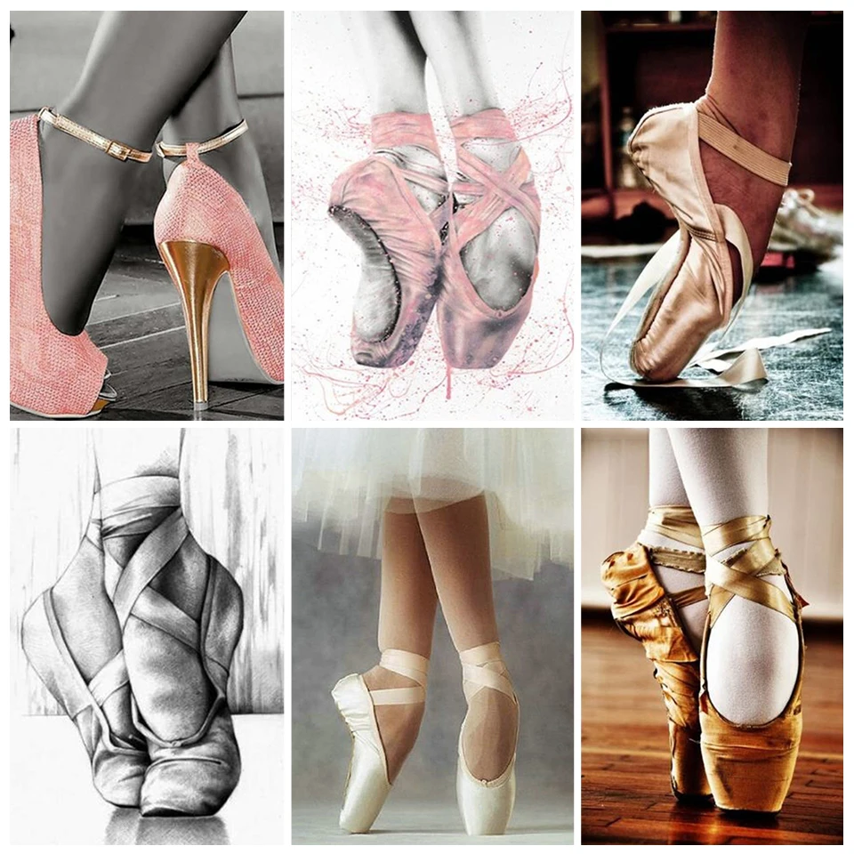 

Алмазная 5D картина «сделай сам», балетная обувь, Набор для вышивки крестиком, полная выкладка, квадратная вышивка, мозаика, искусство, карти...