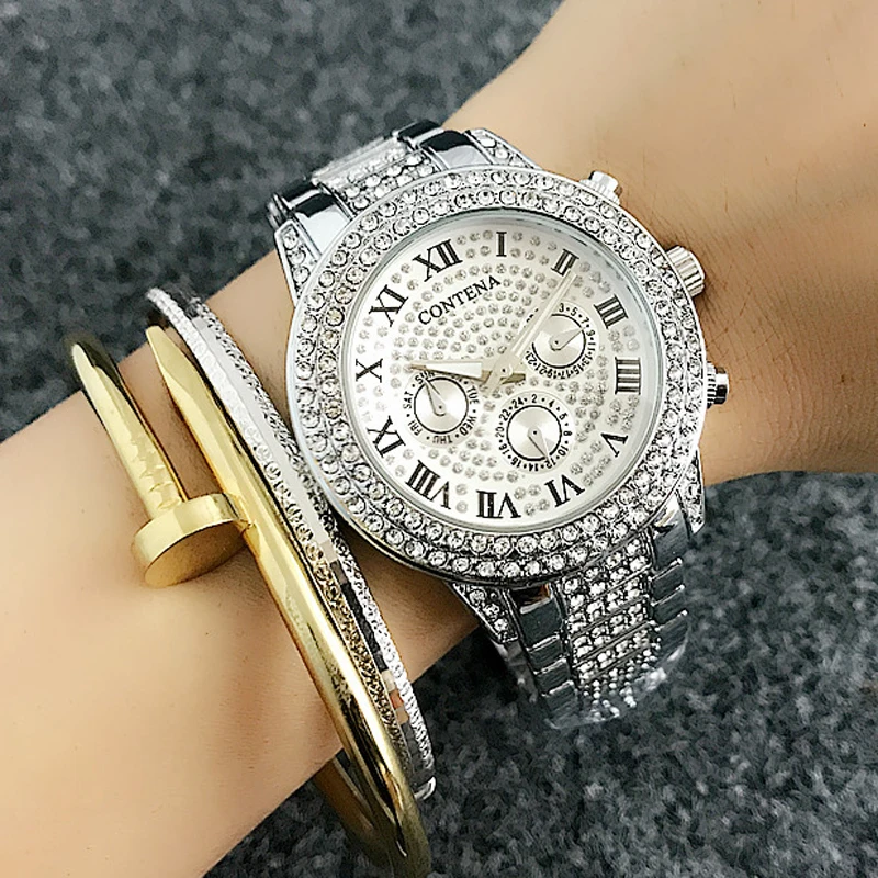 Золотые часы женские шикарные Бриллианты Женские кварцевые хрустальные