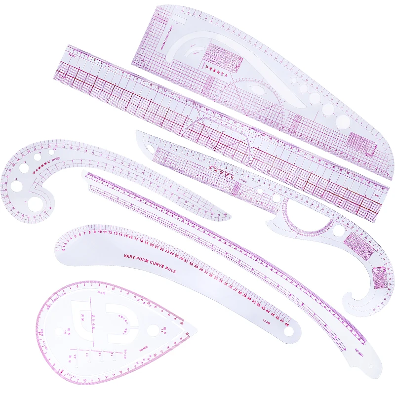 

Imzay 7PCS/Set French Curve Metric Shaped Ruler Measure For Sewing Dressmaking Pattern Design