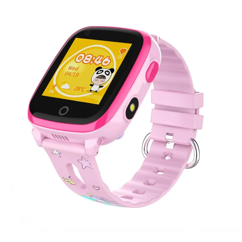 Розовый 4G Smart Watch Kids GPS Tracker watches Waterproof IP67 video call Positioning Camera flashlight Children Smart GPS Watch DF33Z - Цвет: Розовый
