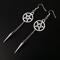 vintage goth gothic five pointed star awl drop earrings for women korean trendy punk 90s egirl grunge goblincore emo accessories