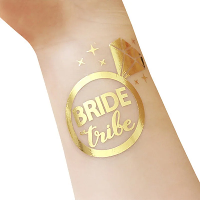 10pcs Bronzing Waterproof Bridesmaid Team Temporary Tattoo Bachelorette Party Sticker Decoration Marriage Bride Supplies | Дом и сад