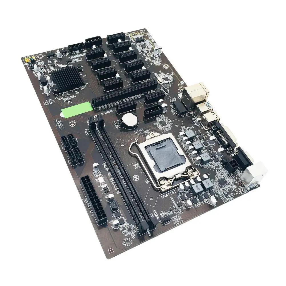 

B250BTC Mining Motherboard 12P Computer Motherboards DDR4 DIMM VGA/DVI Interface 12 PCIE Video Card Slots Support LGA 1151 Ser