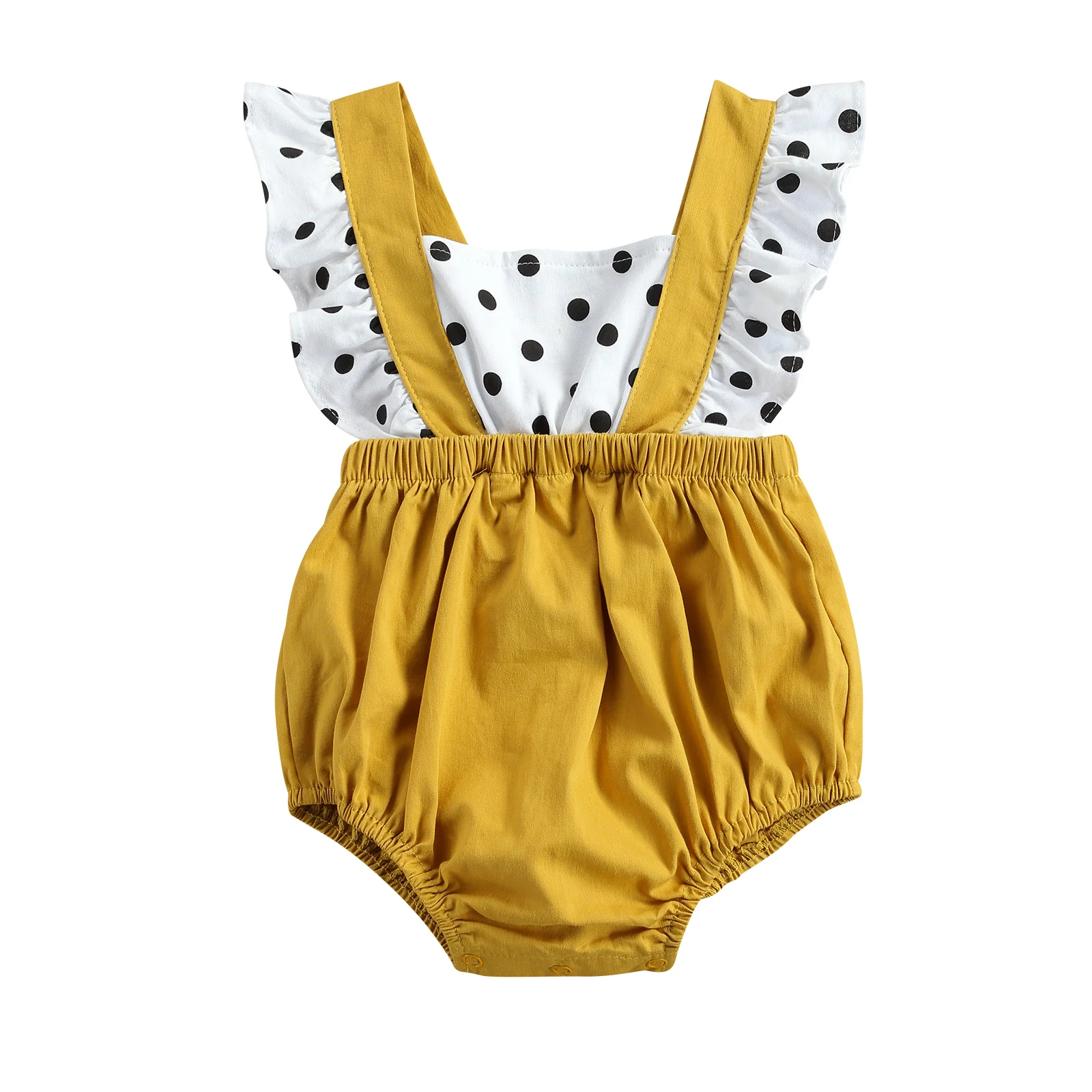 

Детский комбинезон в горошек, с оборками и рукавами-фонариками