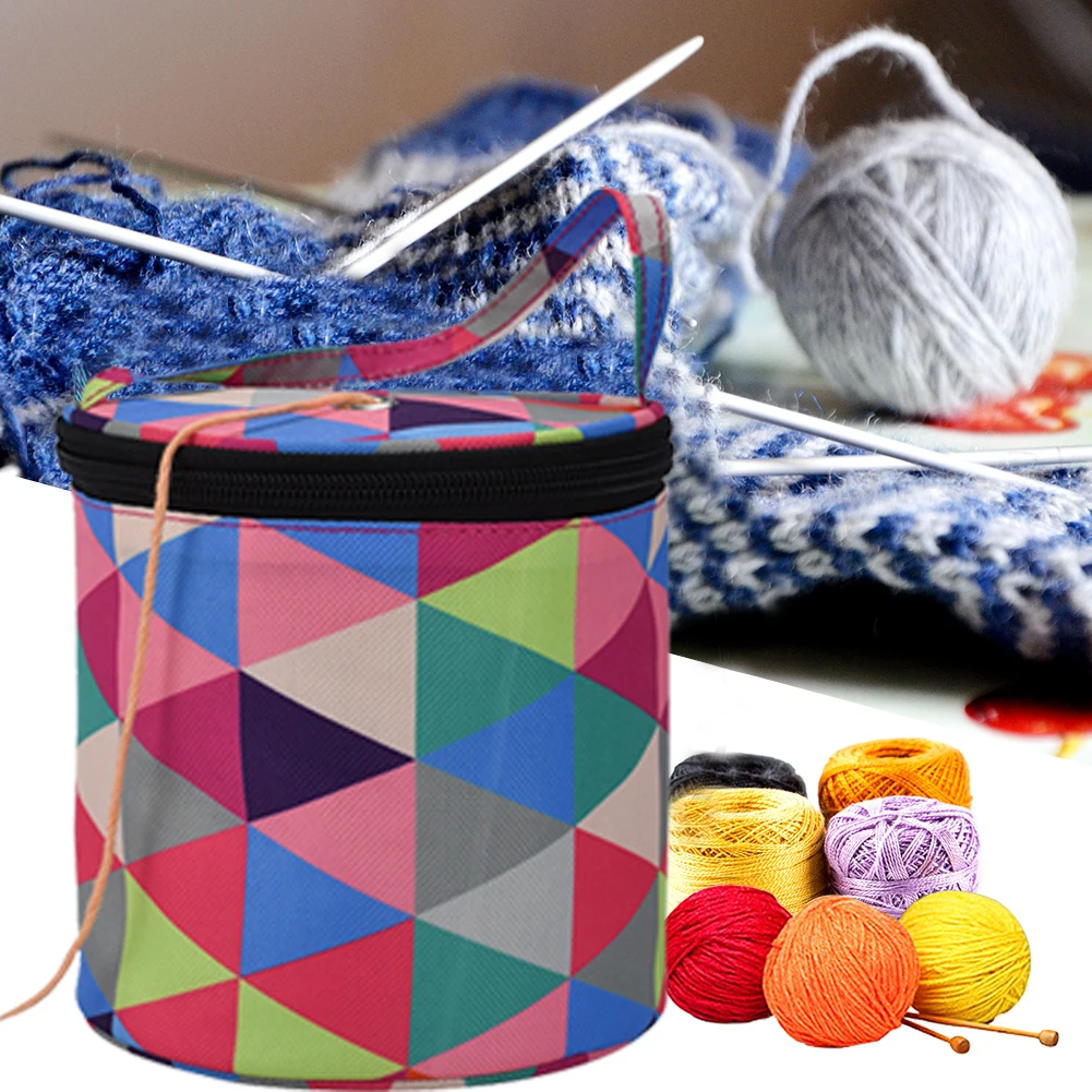 

Cylinder Crochet Woolen Yarn Knitting Storage Bag Sewing Kit Bag Big Capacity Women Home Organizer Sewing Needle Handbag active