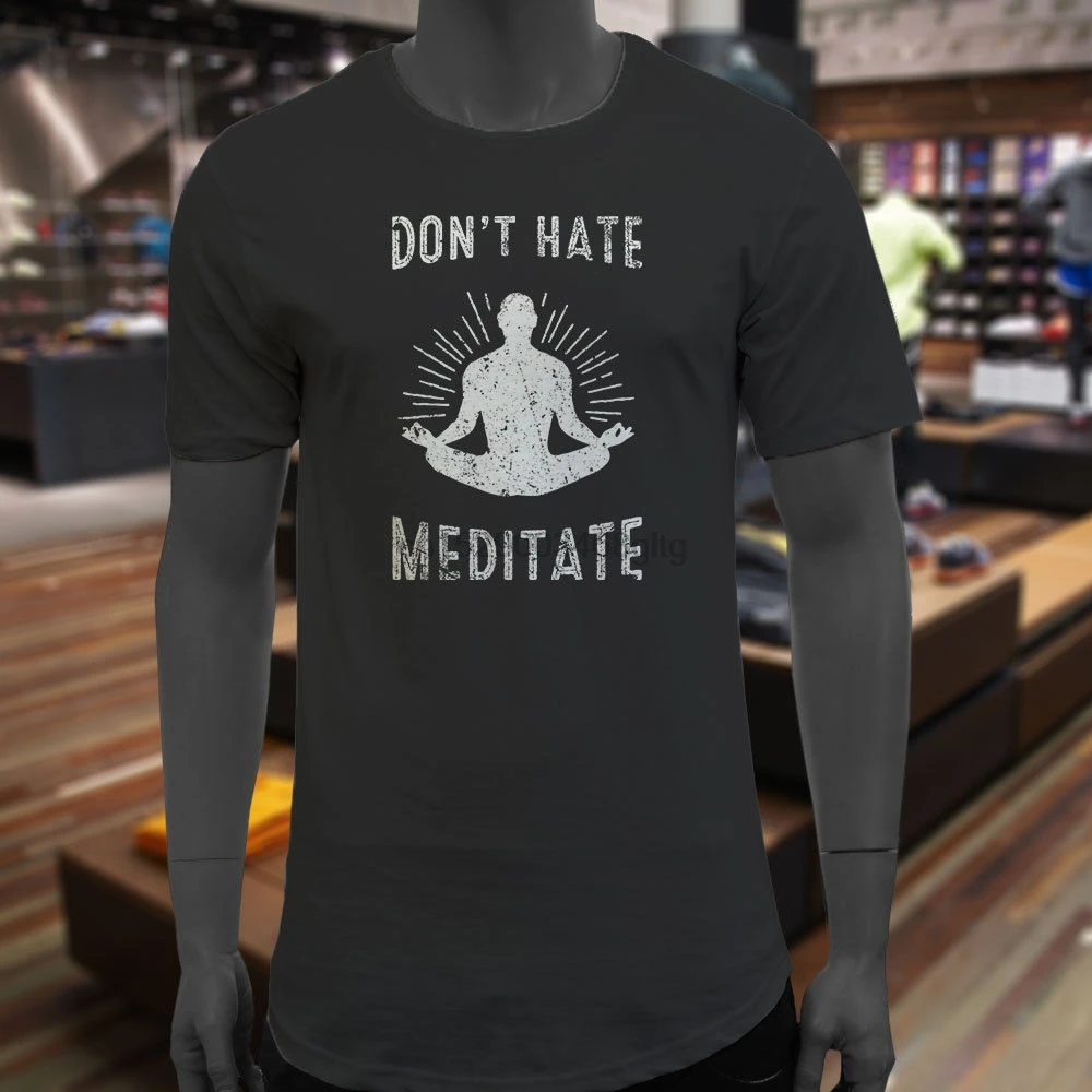 

Fashion Men T Shirts DonHate Meditate Zen Yogaer Meditation Humor Mens Black Extended Long T-Shirtfunny T Shirts For Men