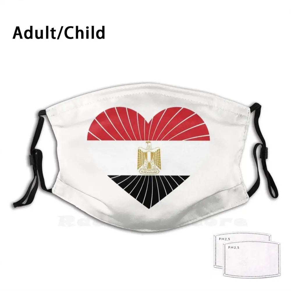 

Egypt Flag Heart Shape Funny Print Reusable Pm2.2239 Filter Face Mask Egypt Flag Art Of Egypt Egypt Flag Flag Face Design Flag
