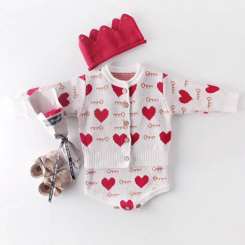 Вязаные Комбинезоны для маленьких девочек с надписью Love and Keys кардиганы