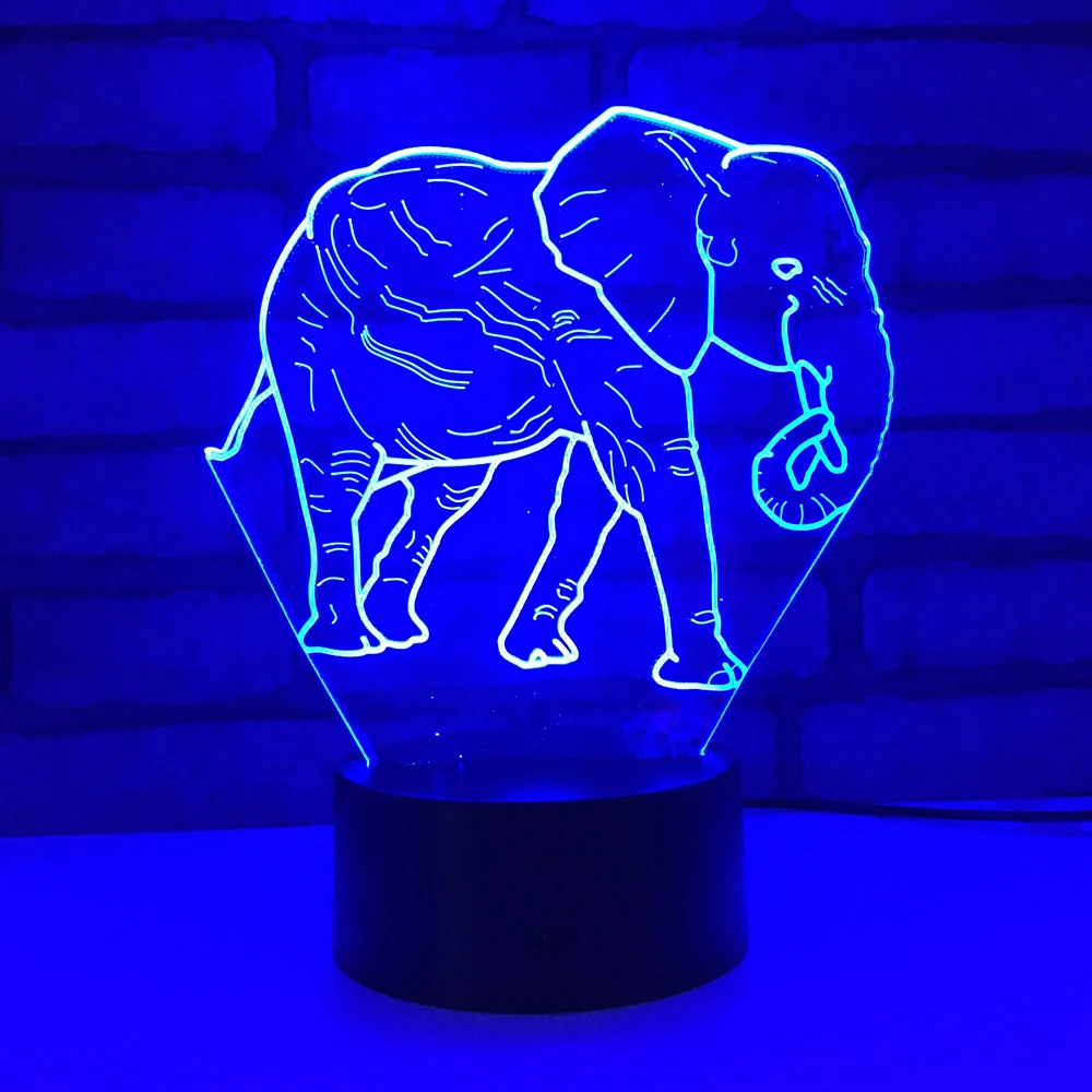 

Elephant LED RGB Night Light 7 Color Change Desk Light Action Figure PVC Kids Toys Brinquedos Christmas Gift