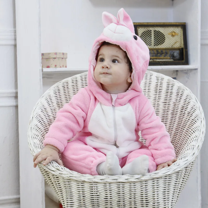Pink Rabbit Детская осенняя одежда для мальчиков и девочек; комбинезоны с животными; комбинезон для малышей; домашний костюм мультфильм зимняя Пижама; костюм на Хэллоуин; комбинезон - Цвет: Pink Rabbit