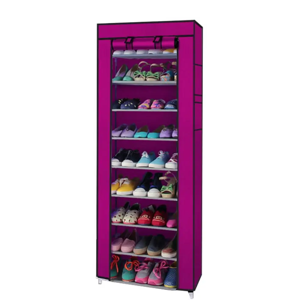 

Fashionable Room-saving 9 Lattices Non-woven Fabric Shoe Rack Rose Red Shoe Storage Cabinet Home Dormitory Shoe Organizer