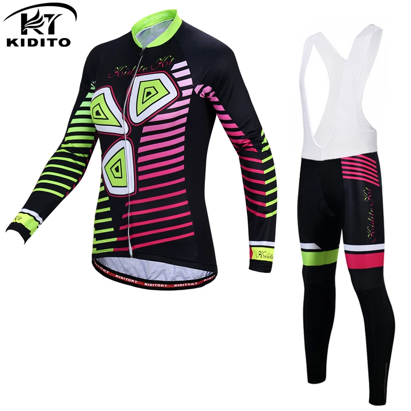 

KIDITOKT 2021 Woman Bib Cycling Sets Mountain Bicycle Cycling Clothing Suit Anti-UV MTB Bike Cycling Clothes Cycling Sportswear