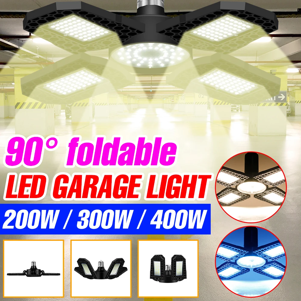 

Folding LED Bulb E27 Garage Lights E26 Chandelier 200W 300W 400W Ceiling Lamp 220V Lampara UFO High Bay Light Workshop Spotlight