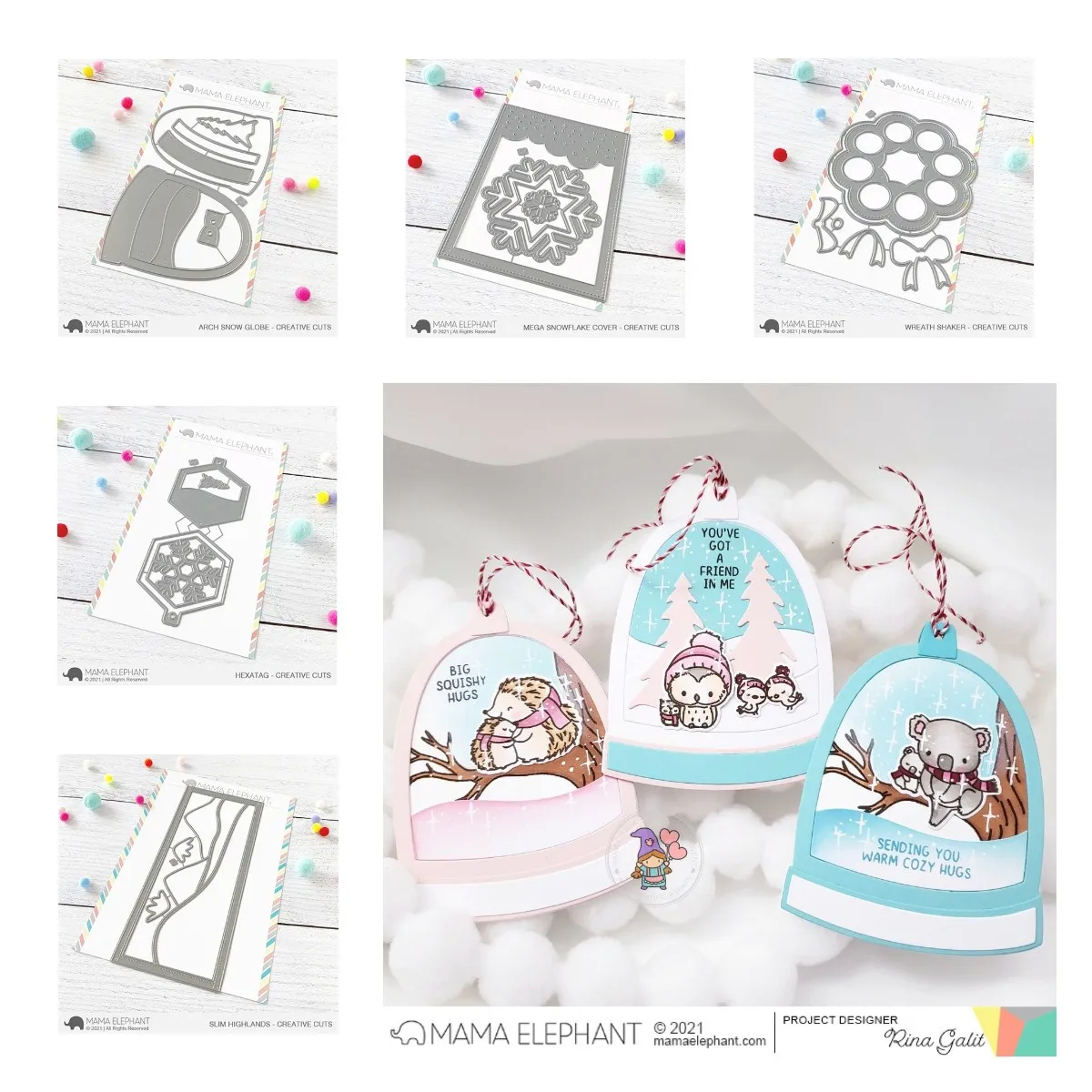 

Snowflake Hills Wreath Snowball Creative 2021 New Metal Cutting Dies Scrapbook Diary Decoration Embossing Template Diy Gif