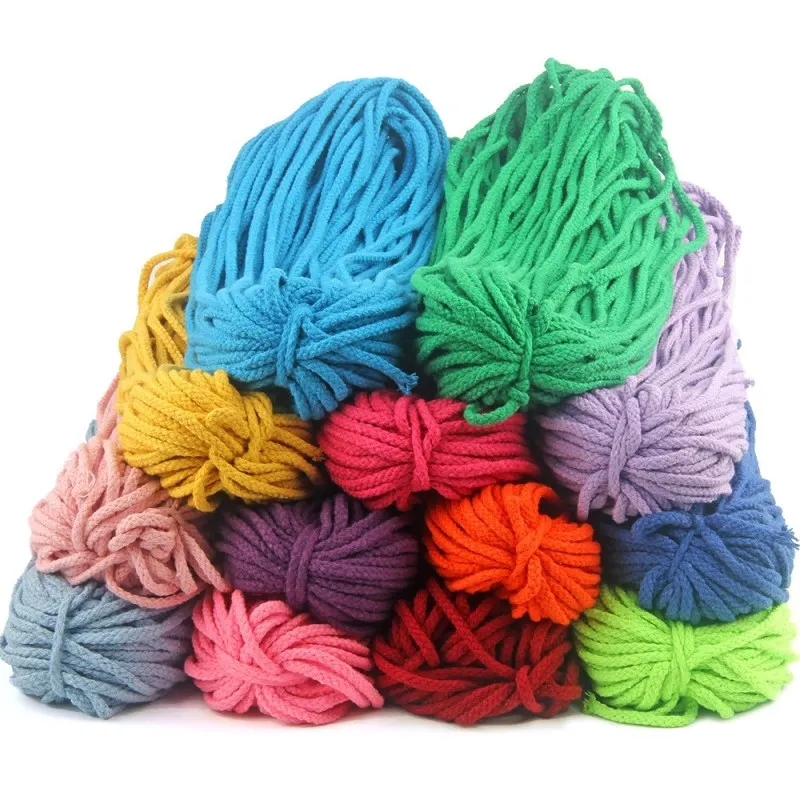 

5mm Colorful Cotton Cord Eco-Friendly Twisted Rope High Tenacity Thread DIY Textile Craft Woven String Home Decoration Supply