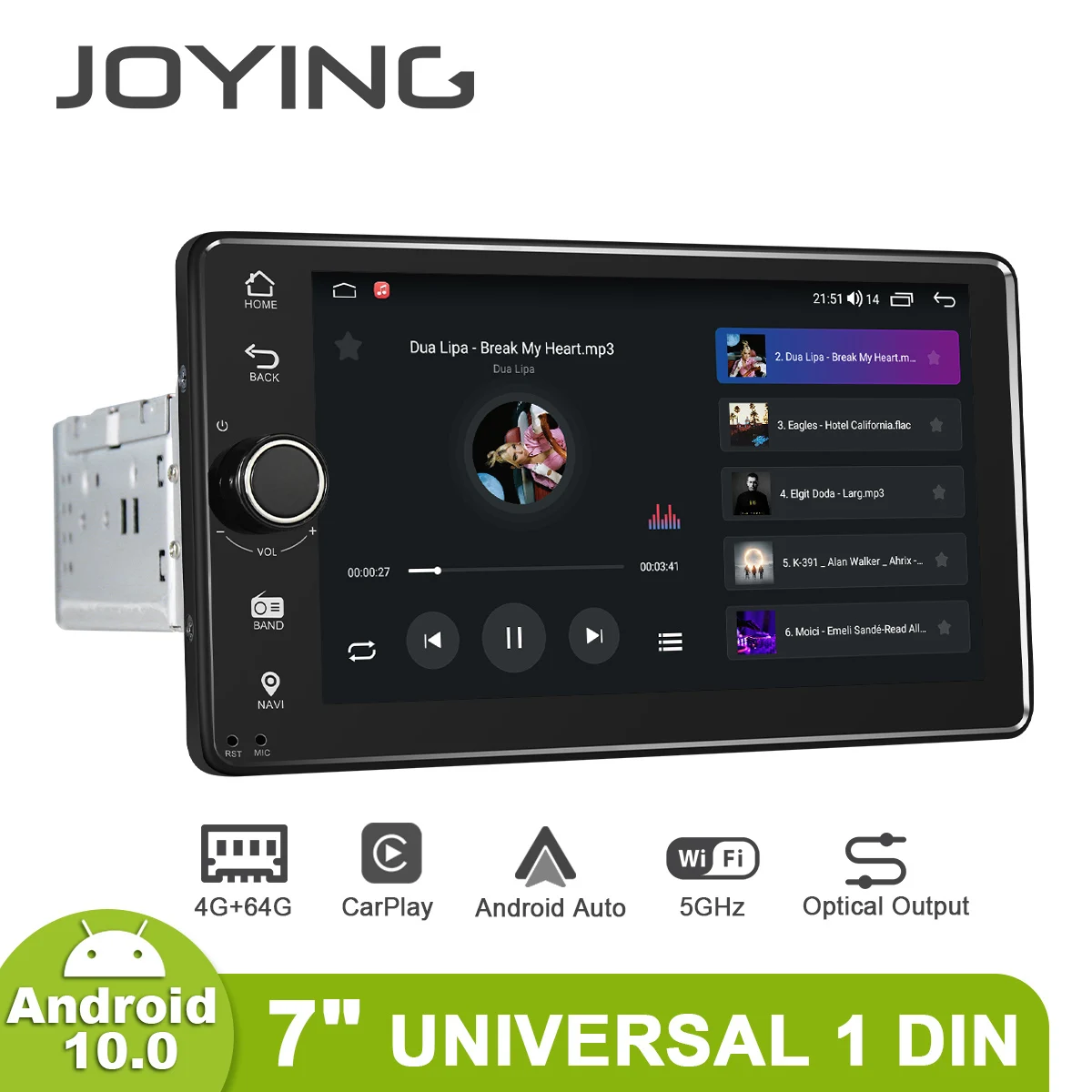 Универсальная автомобильная навигационная система JOYING, 7 дюймов, 1 din, 1024*600, 4 Гб ОЗУ, 64 Гб ПЗУ, Android 10,0, радио, стерео, Android, Carplay, RDS