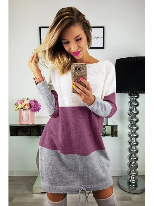 Платье-Свитер для беременных женская одежда 2018 полосатые платья с длинным